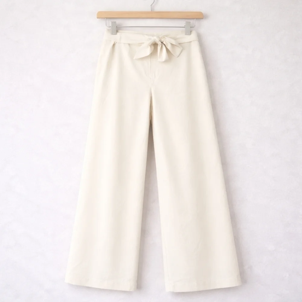 ANTONIO MELANI Jade Wide Leg Paperbag Waist Cropped Pants – Size 10 – Creamy Off